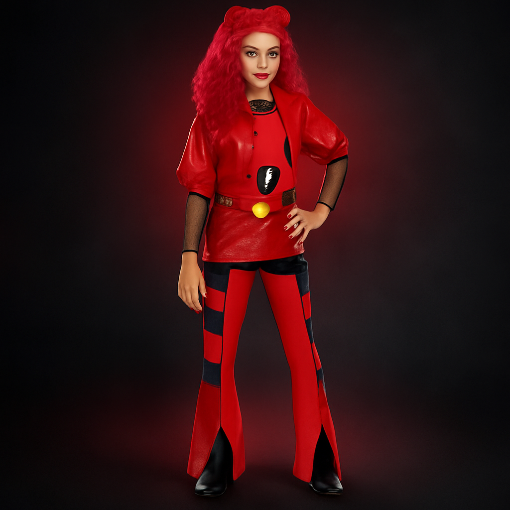 Halloween Kostüm Rot PU Leder Kinder