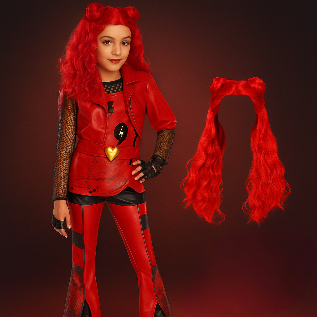 Halloween Kostüm Rot PU Leder Kinder