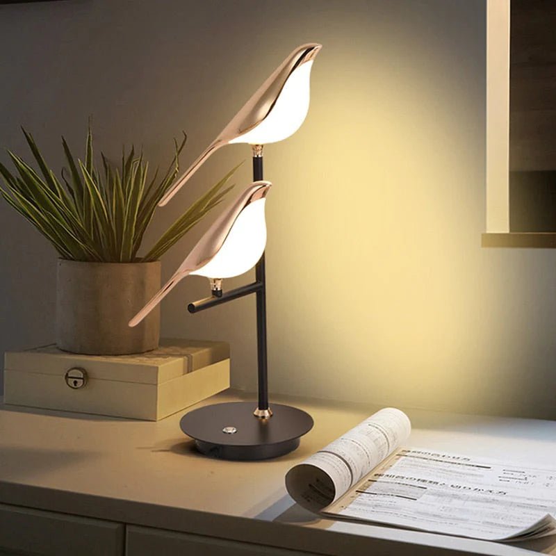 LED Tischlampe Gold Vögel Modern Design