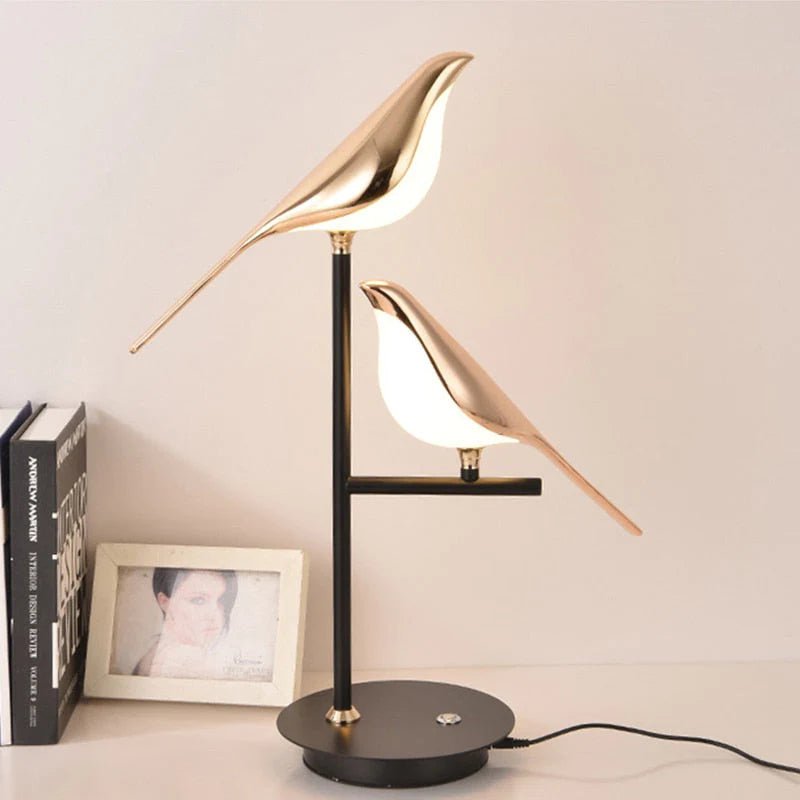 LED Tischlampe Gold Vögel Modern Design