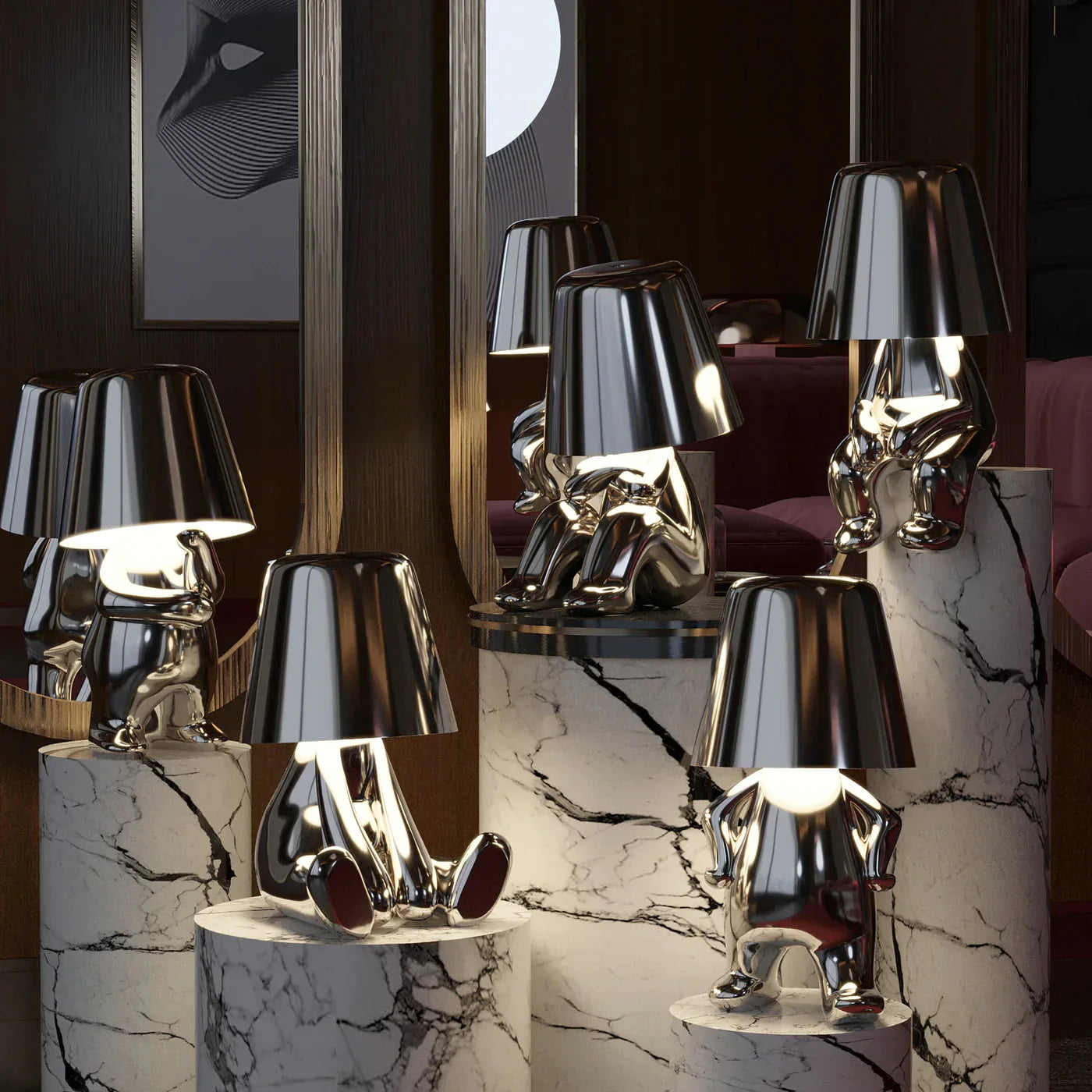 LED Tischlampe Gold Modern Design Figur