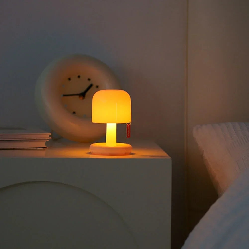 LED Tischlampe Kabellos Mini Pilz Nachtlicht