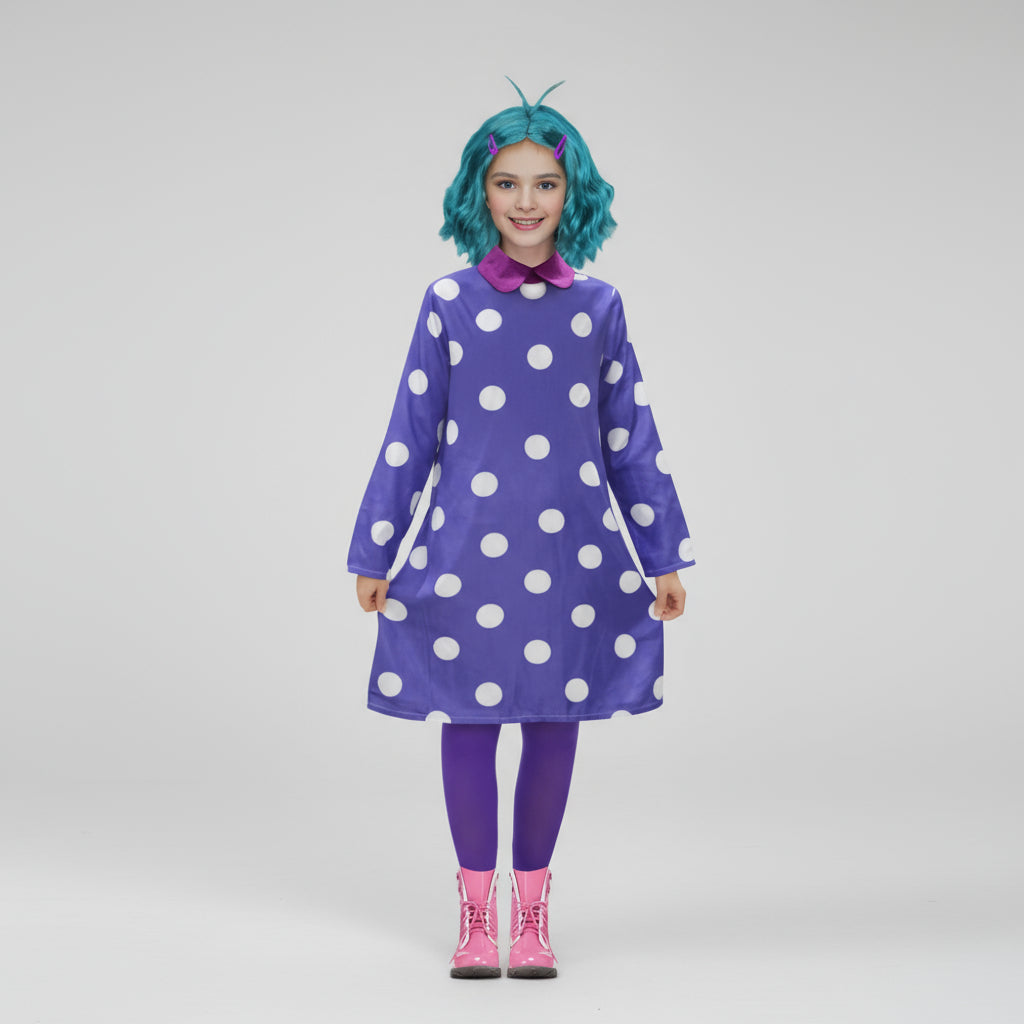 Lila gepunktetes Kleid Kinderkostüm Karneval Halloween