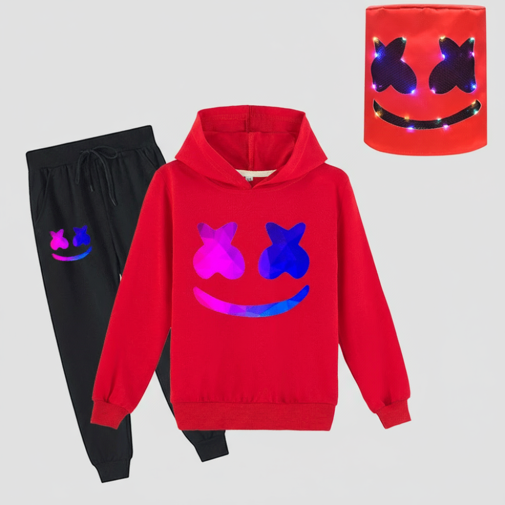 Kinder DJ Kostüm Set aus Baumwoll-Kapuze Hose