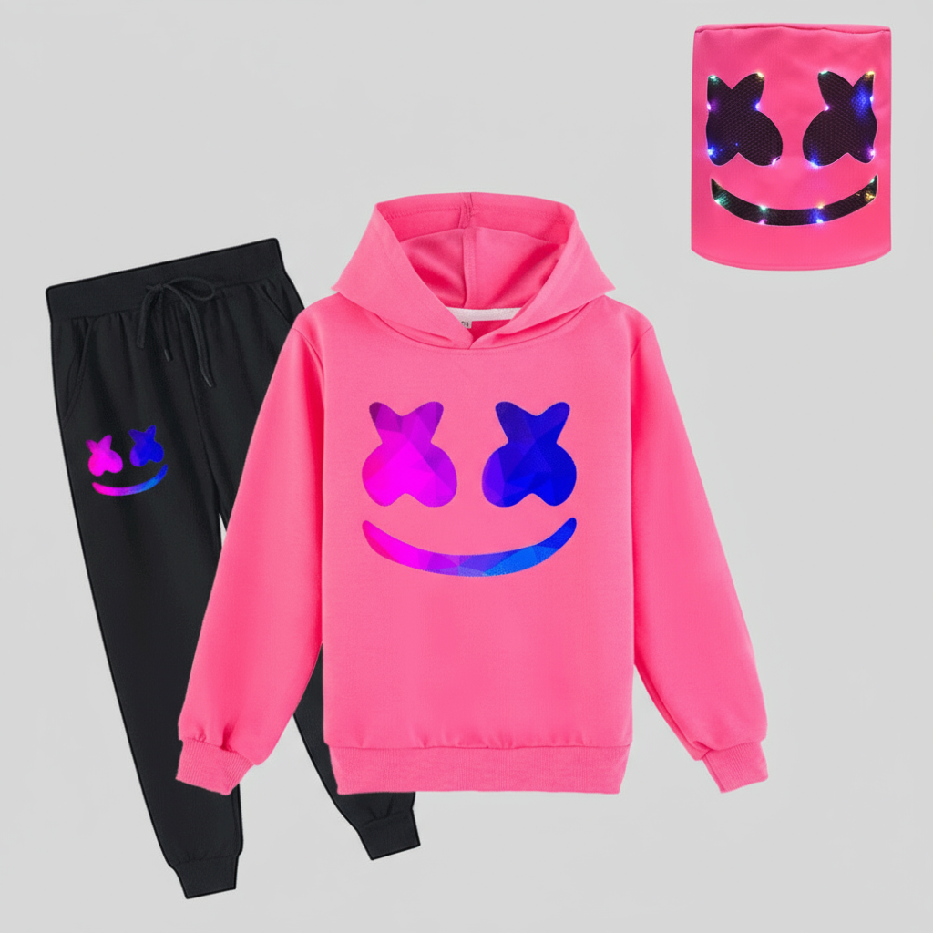Kinder DJ Kostüm Set aus Baumwoll-Kapuze Hose