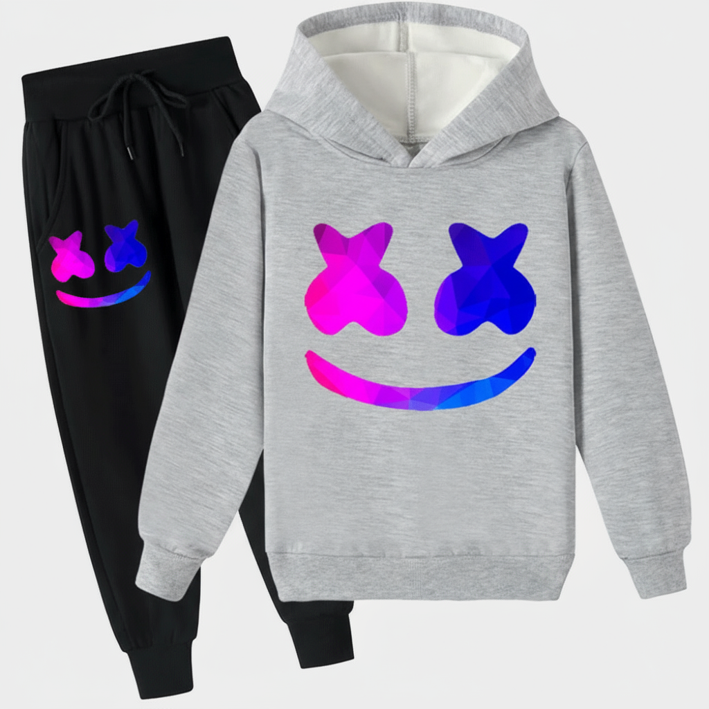 Kinder DJ Kostüm Set aus Baumwoll-Kapuze Hose