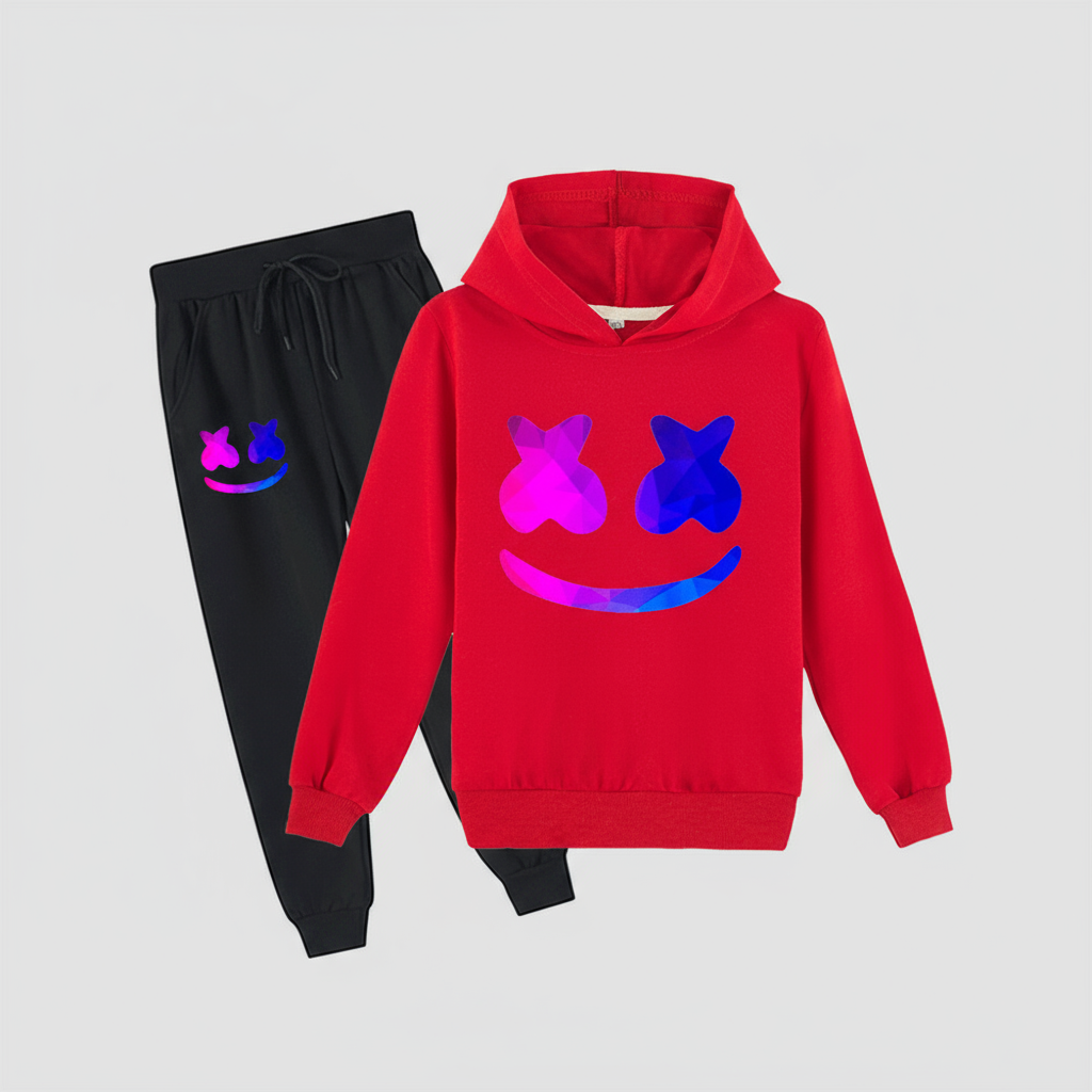 Kinder DJ Kostüm Set aus Baumwoll-Kapuze Hose