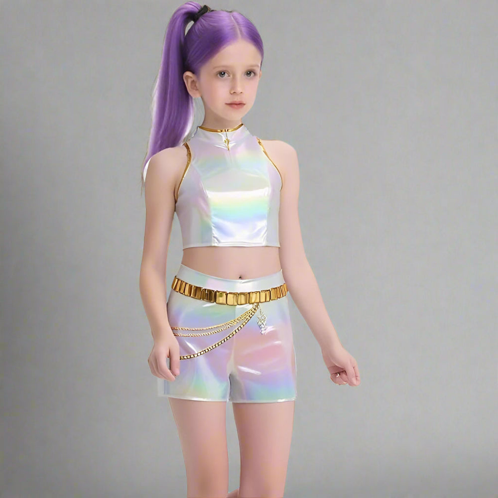 Holographic Kpop Kostüm für Kinder Mädchen
