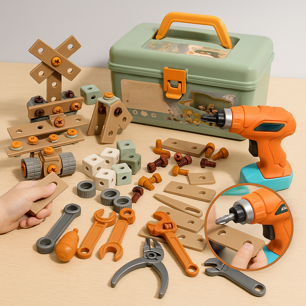 Kinder Werkzeugset Holz Baukasten Spielzeug