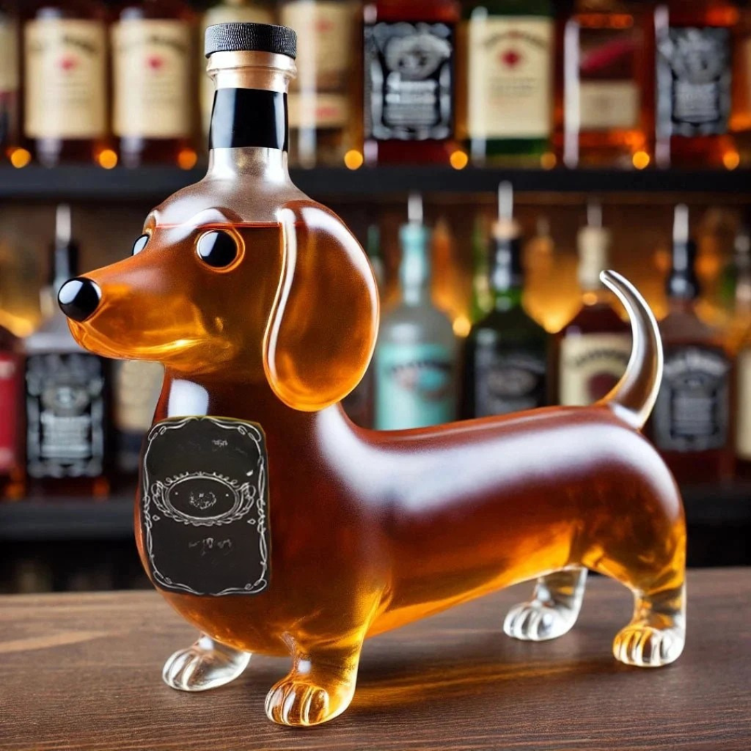 Kristall Whiskeykaraffe Hund Glas Dekanter