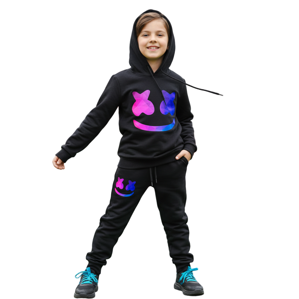 Kinder DJ Kostüm Set aus Baumwoll-Kapuze Hose