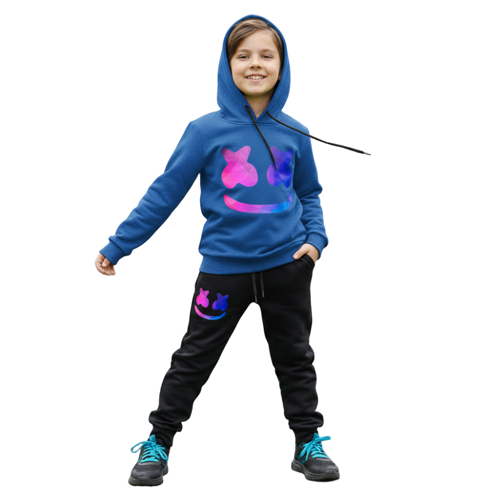 Kinder DJ Kostüm Set aus Baumwoll-Kapuze Hose