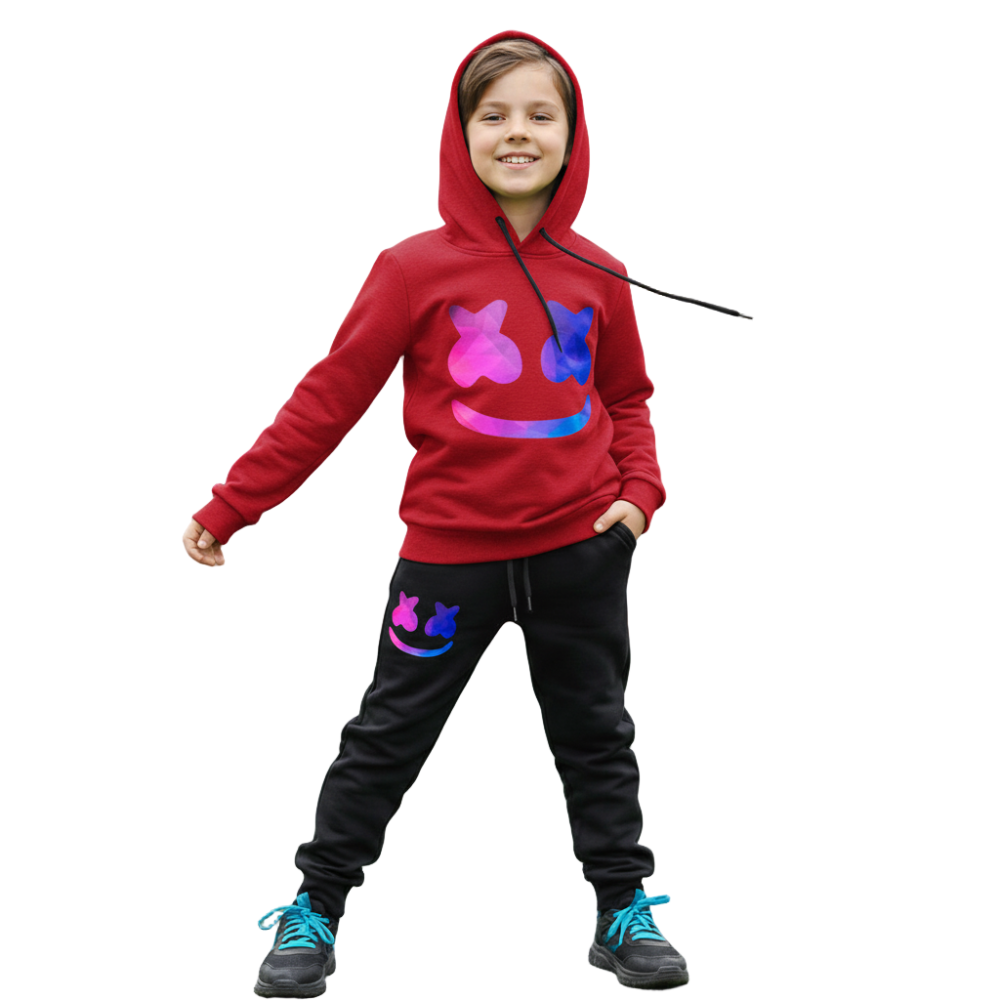 Kinder DJ Kostüm Set aus Baumwoll-Kapuze Hose