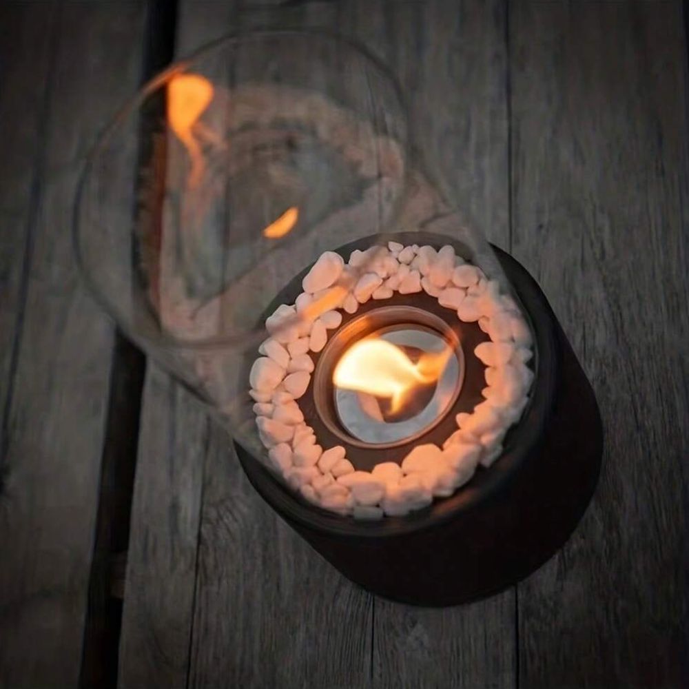 Tischfeuer Glas Metall Dekofeuer Lampe Modern