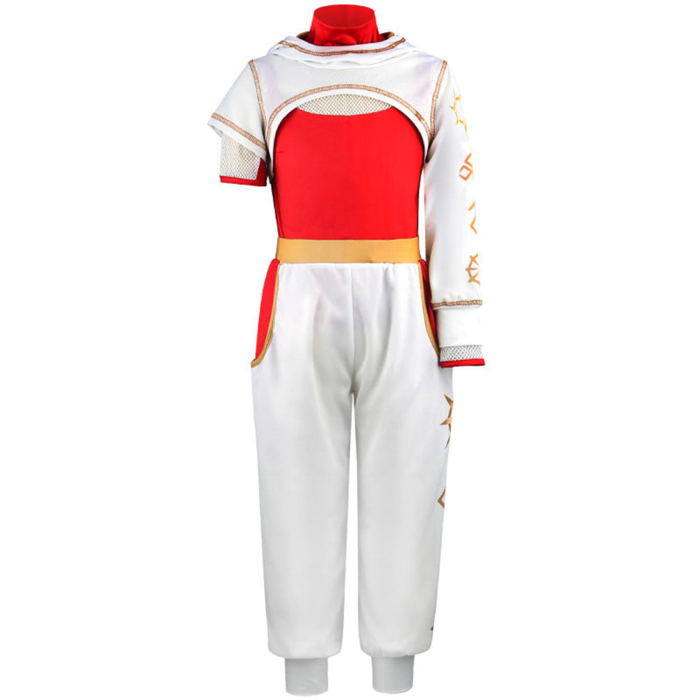 Kinder Superhelden Kostüm Set Weiß Rot Jacke Hose Halloween