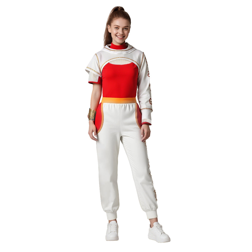 Kinder Superhelden Kostüm Set Weiß Rot Jacke Hose Halloween