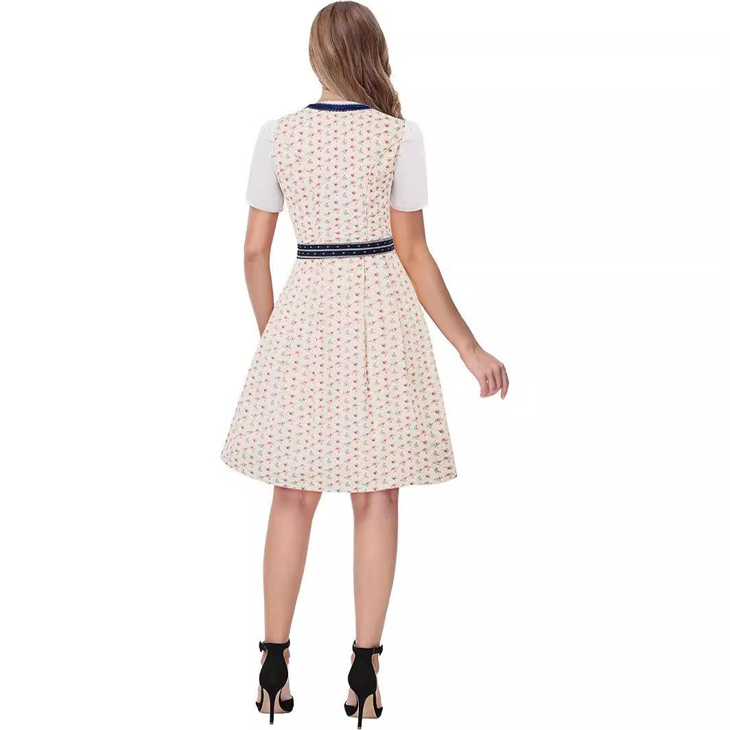 Damen Oktoberfest Dirndl Kleid | Kurz Ärmellos Midi