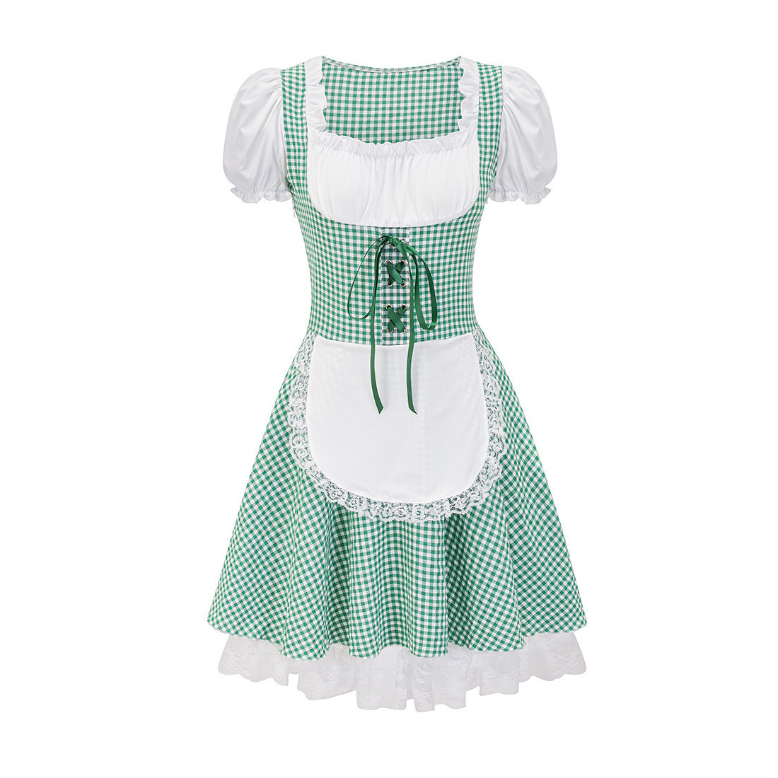 Damen Oktoberfest Dirndl Korte Mouw Geblokt