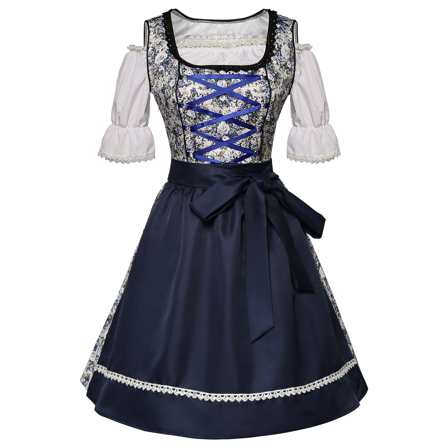 Damen Oktoberfest Dirndl Kleid | Blumenmuster Midi