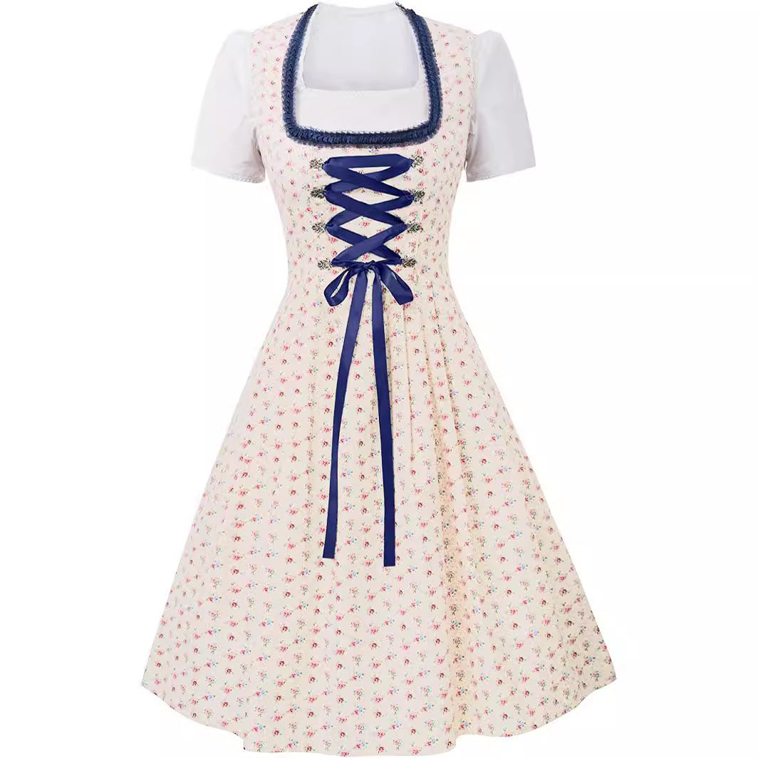 Damen Oktoberfest Dirndl Kleid | Kurz Ärmellos Midi