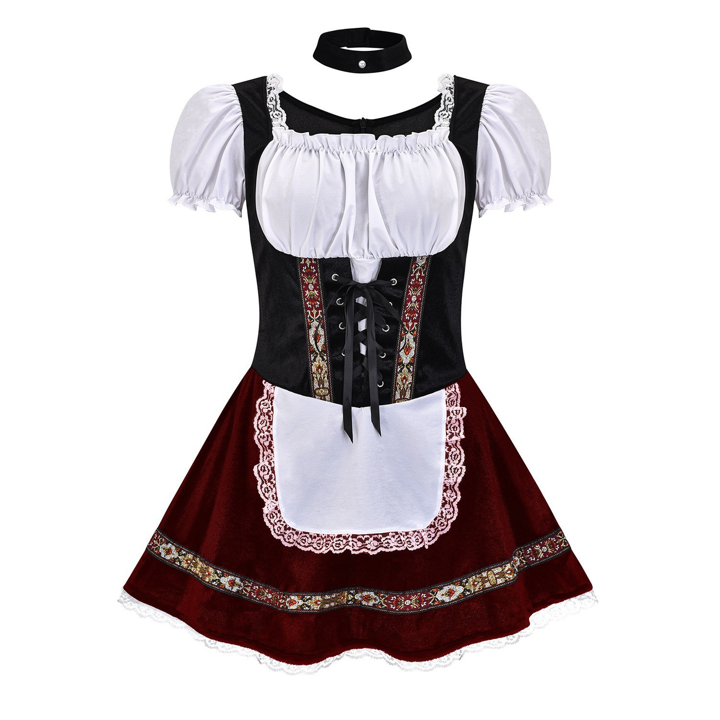 Damen Oktoberfest Dirndl Outfit | Kurz Ärmelbluse