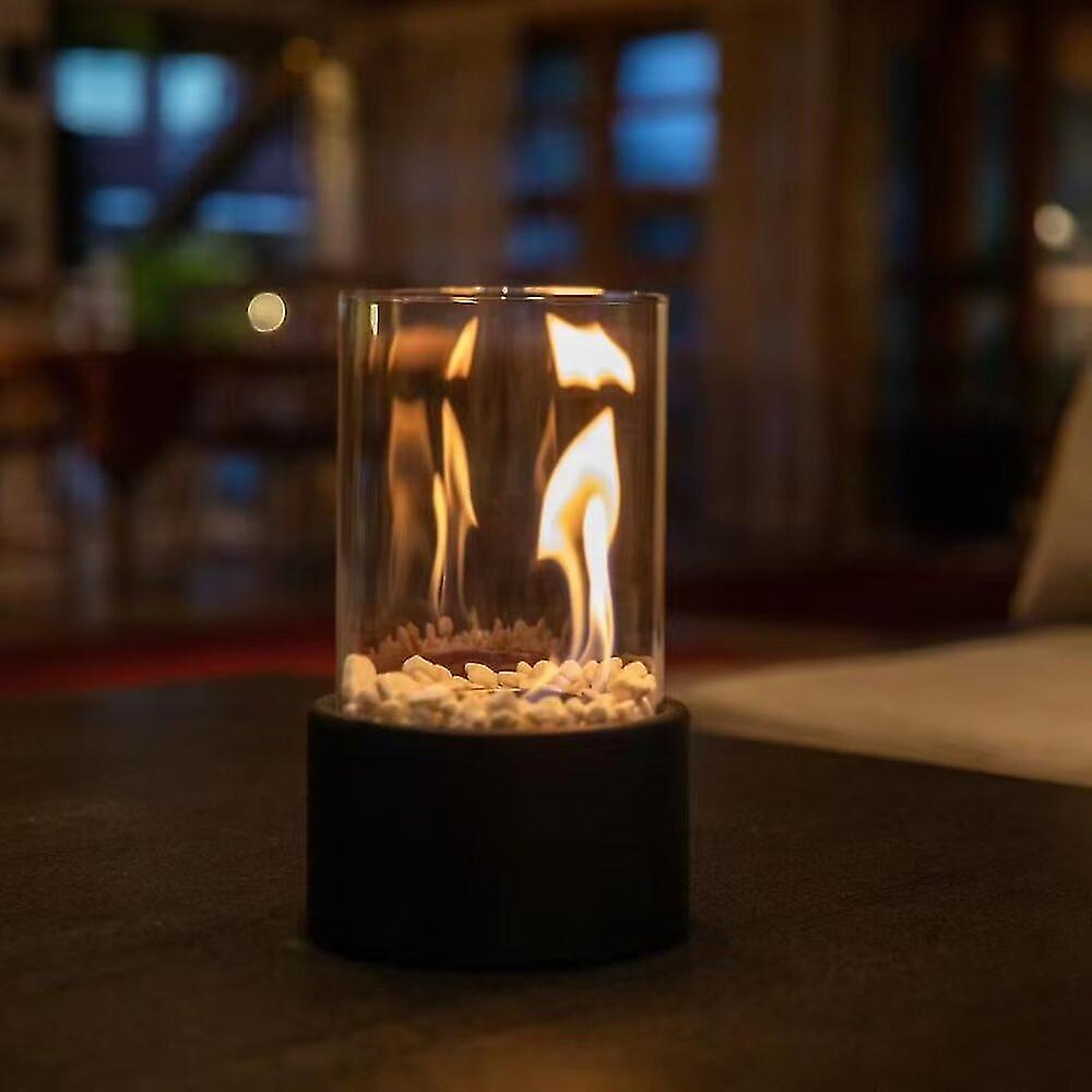Tischfeuer Glas Metall Dekofeuer Lampe Modern