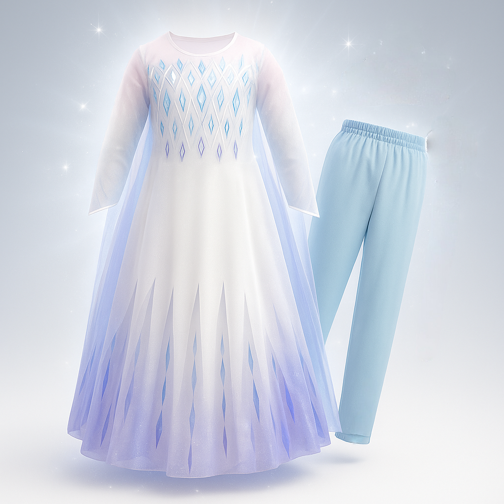 Prinzessin Kleid Mädchen Blau Weiß Kostüm