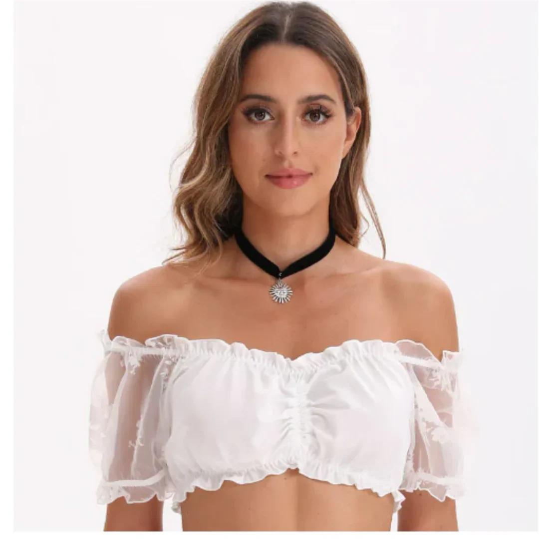 Dirndlbluse Mit Rüschen Für Damen | Kurzarm