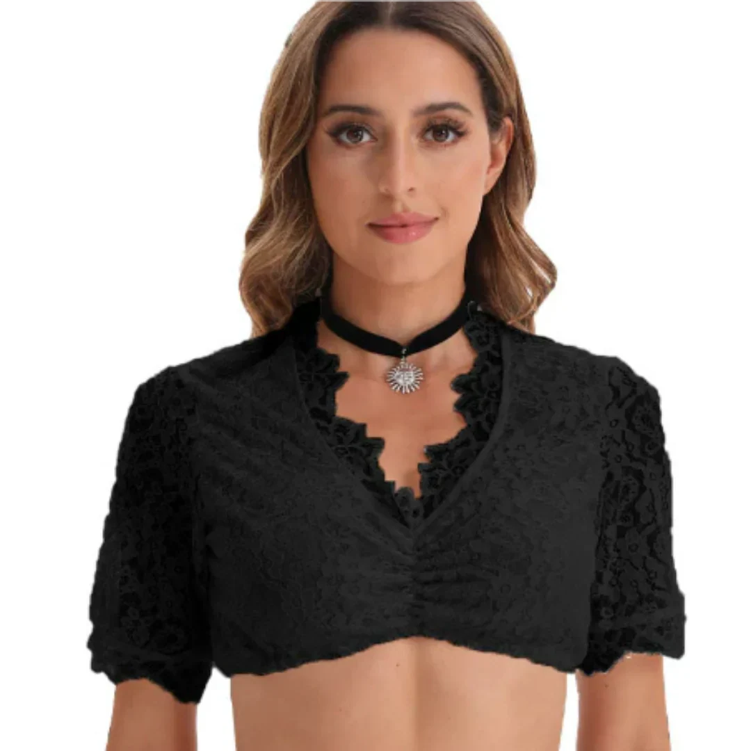 Dirndlbluse Mit Rüschen Für Damen | Kurzarm