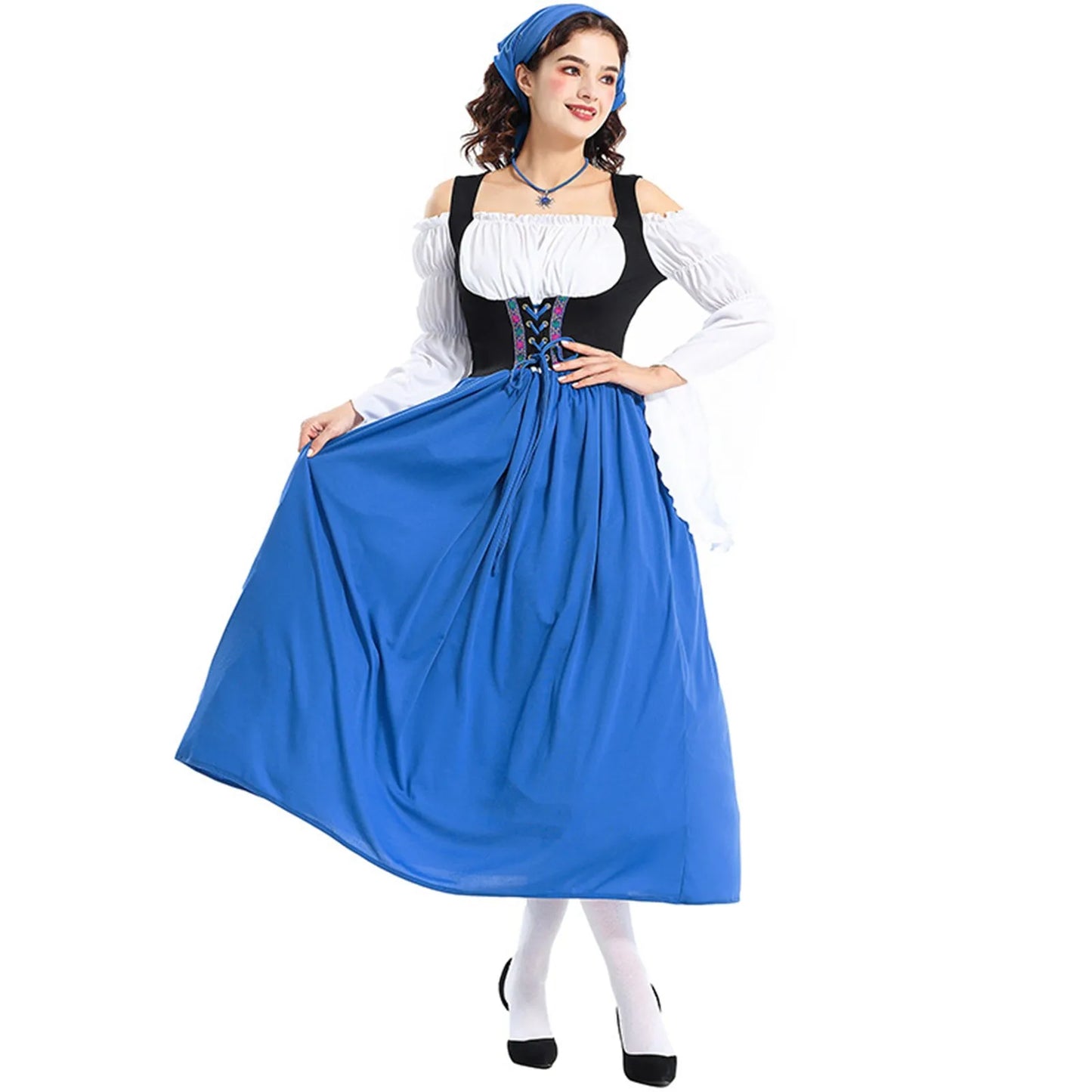 Damen Oktoberfest Dirndl Kleid | Traditionell, Schulterfrei Midi