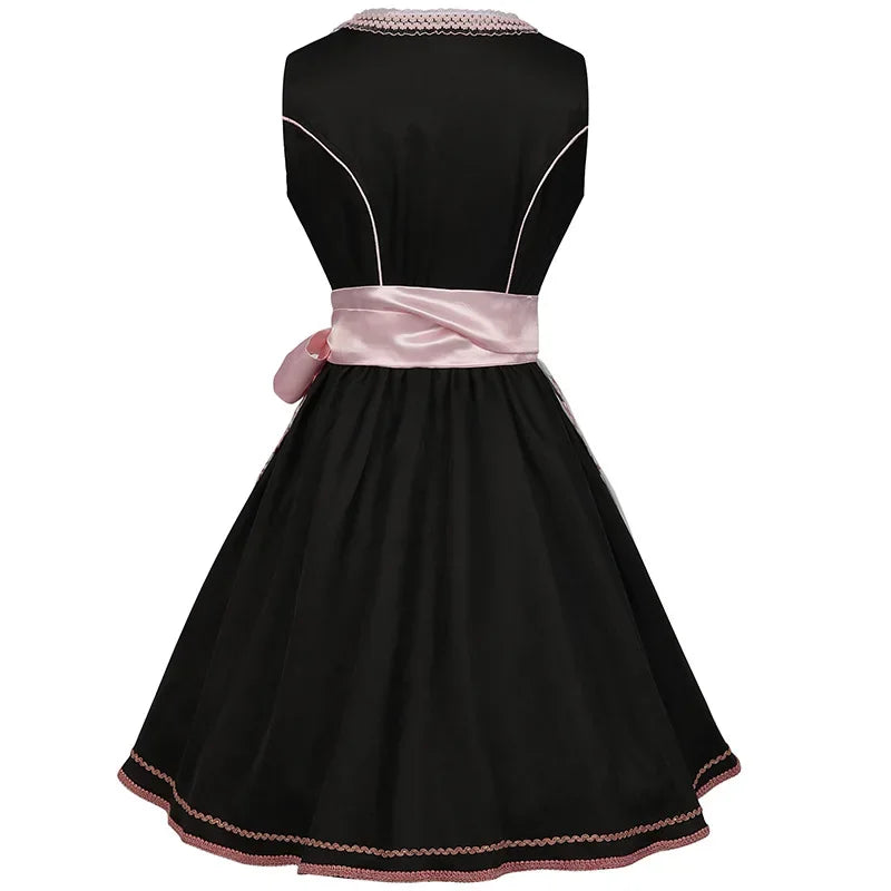 Damen Oktoberfest Dirndl Kleid | Kurz Blumenstickerei