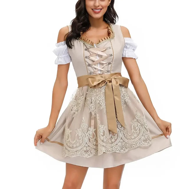 Damen Oktoberfest Dirndl Kleid | Kurz Bestickt