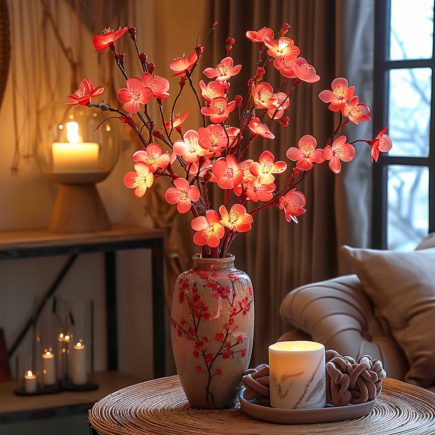 LED Deko Zweige Warmweiß Vase Beleuchtung