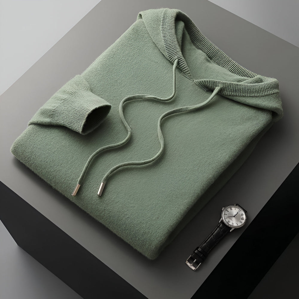 Herren Merino Wolle Strick Hoodie Pullover