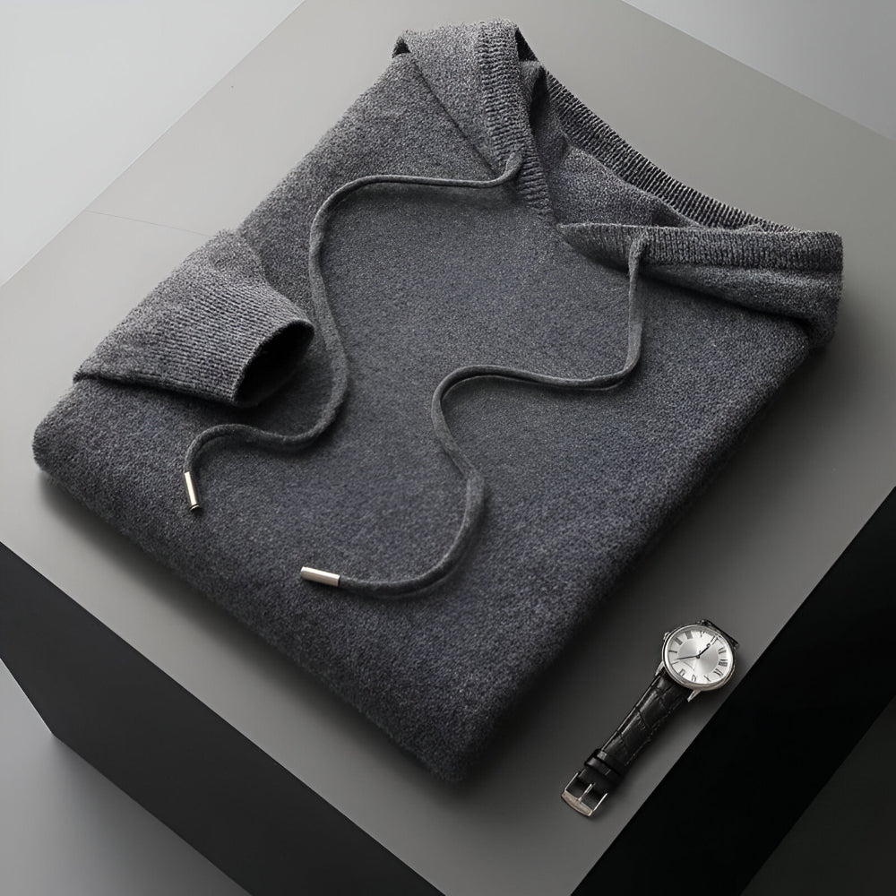 Herren Merino Wolle Strick Hoodie Pullover