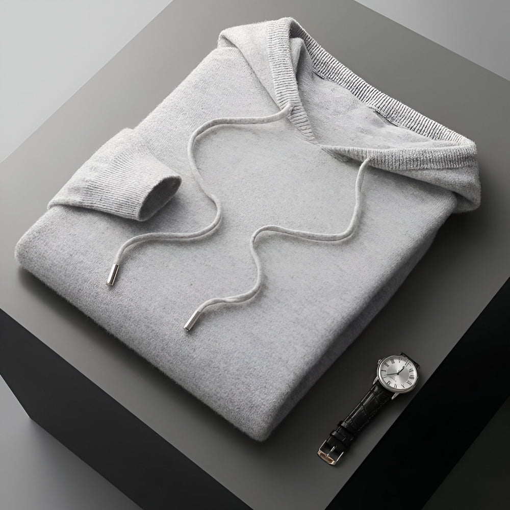 Herren Merino Wolle Strick Hoodie Pullover