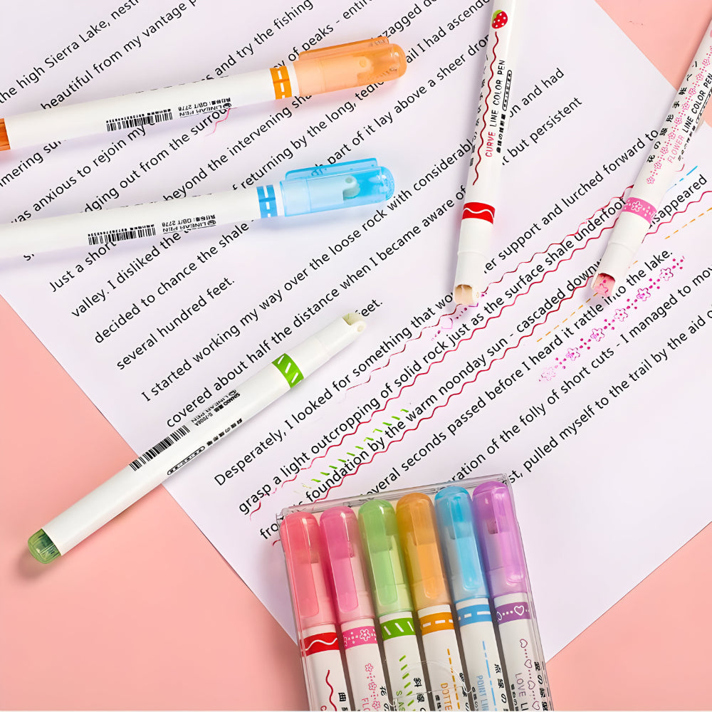 Marker Set Bunte Kurven Highlighter