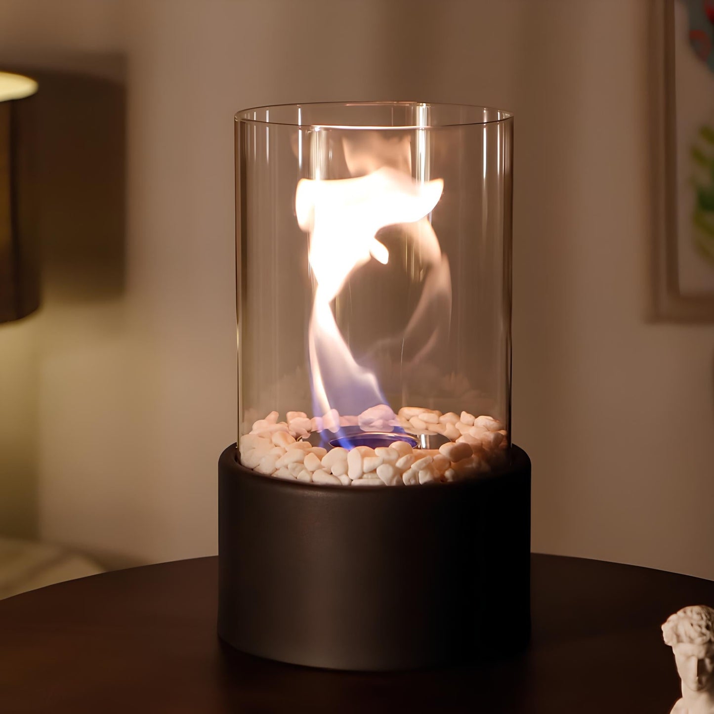Tischfeuer Glas Metall Dekofeuer Lampe Modern