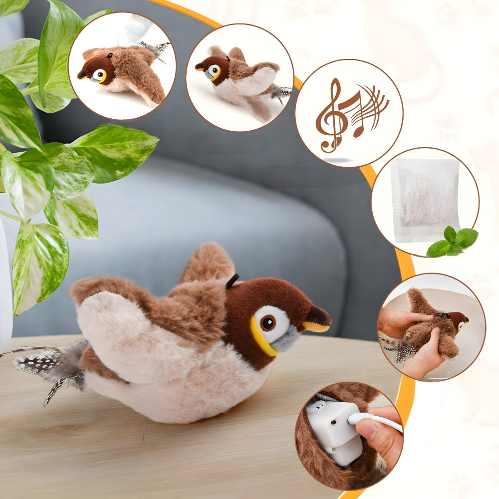 Katzenspielzeug Vogel mit Sound und Bewegung