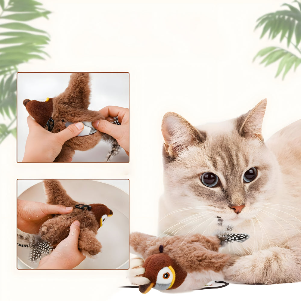 Katzenspielzeug Vogel mit Sound und Bewegung
