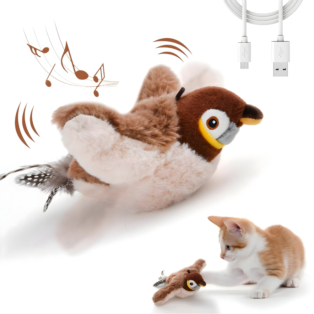 Katzenspielzeug Vogel mit Sound und Bewegung