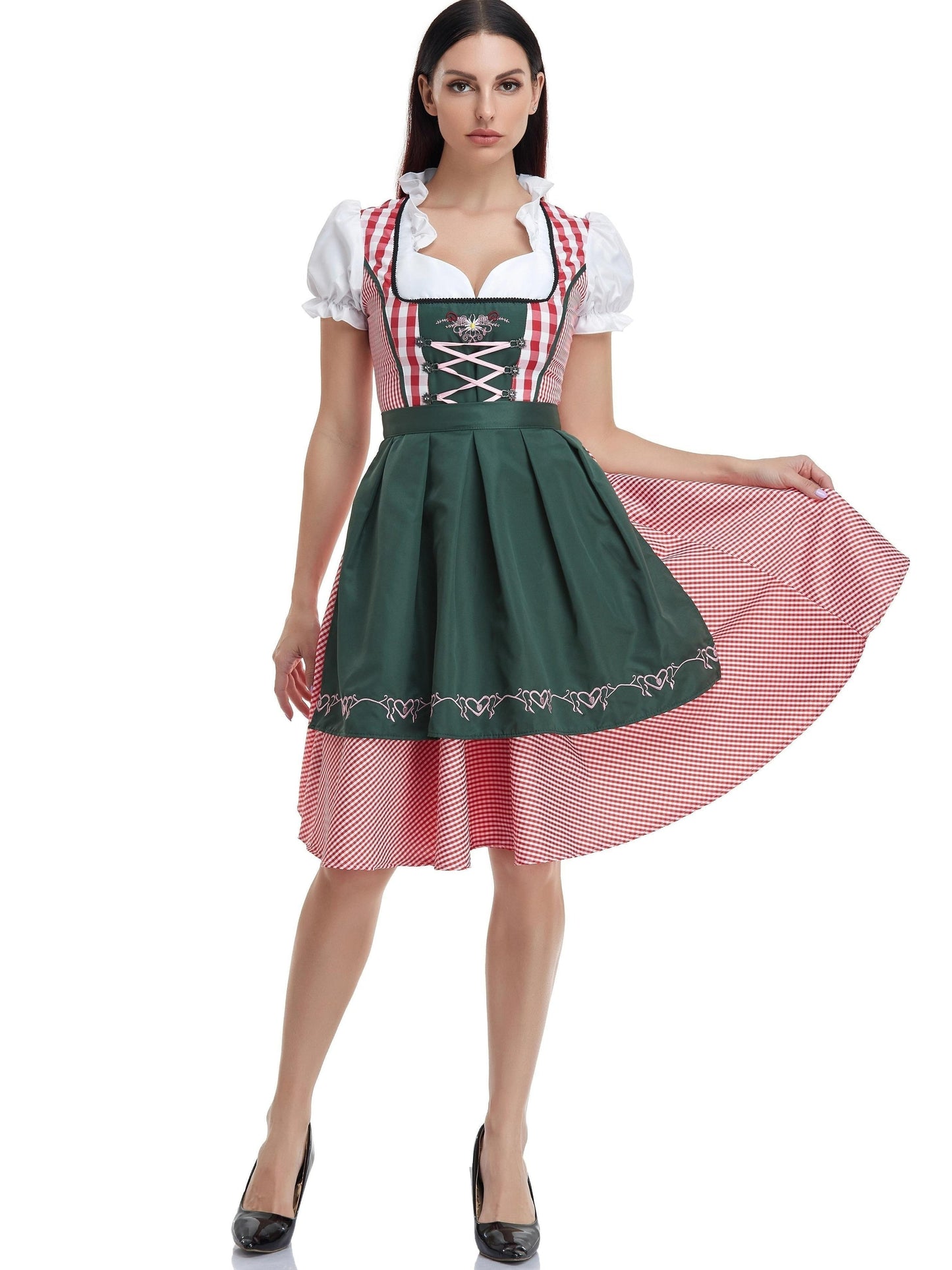 Damen Oktoberfest Dirndl Kleid | Kurz Kariert