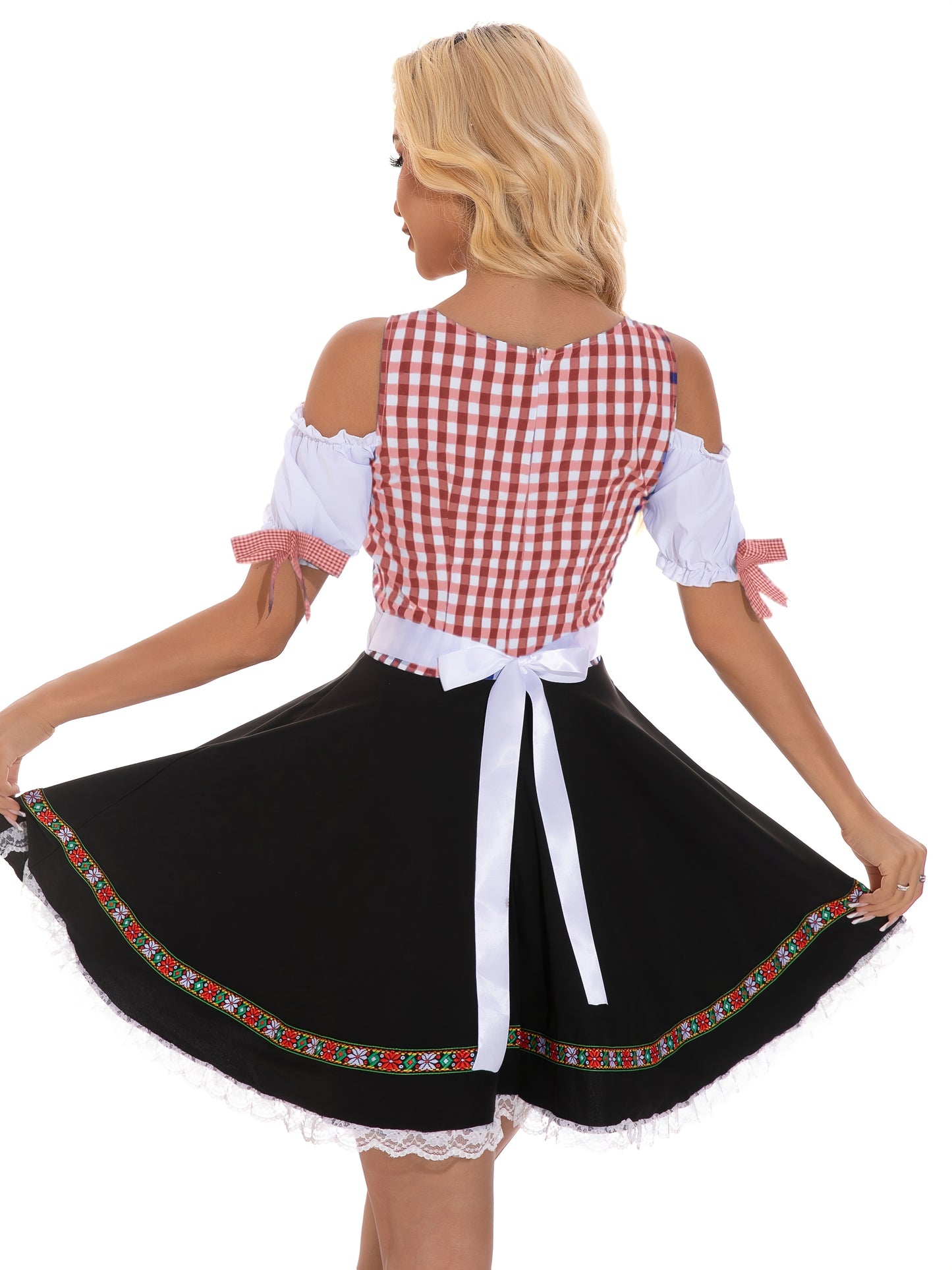 Damen Oktoberfest Dirndl Bluse Kleid | Schulterfrei Mini