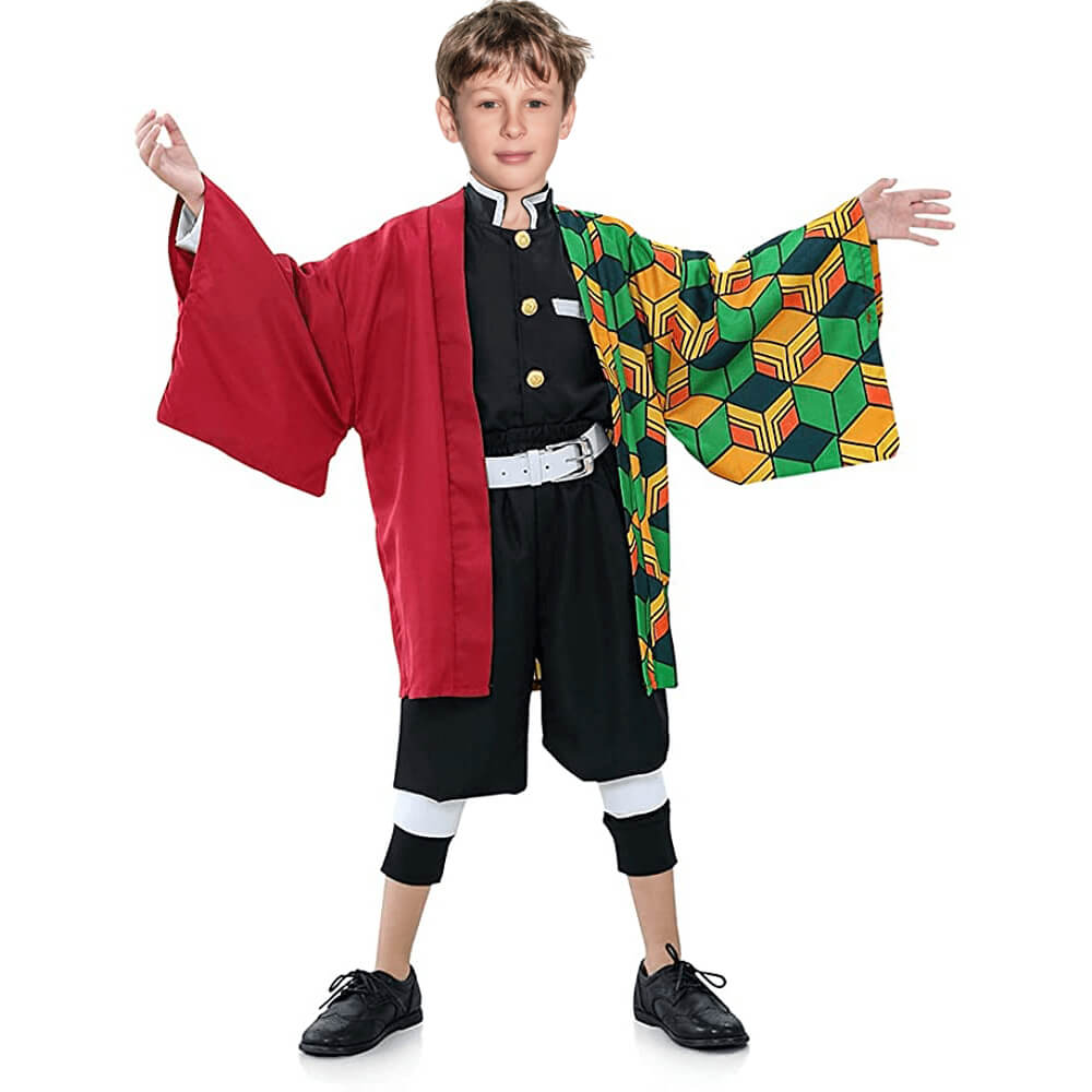 Halloween Kinderkostüm Schwarz Grün Kimono