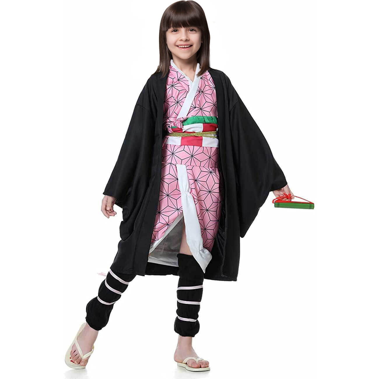 Halloween Kinderkostüm Schwarz Grün Kimono