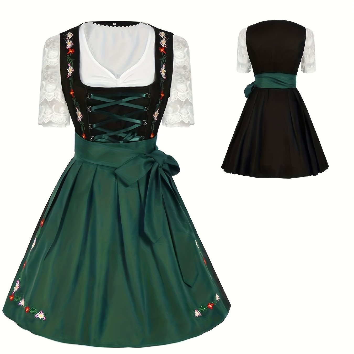 Damen Oktoberfest Dirndl Outfit 2025 | Kurz Hochgeschlossen Mini