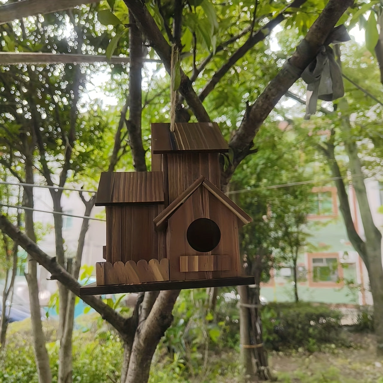 Rustikales Holz Vogelhaus Mehrkammer Outdoor