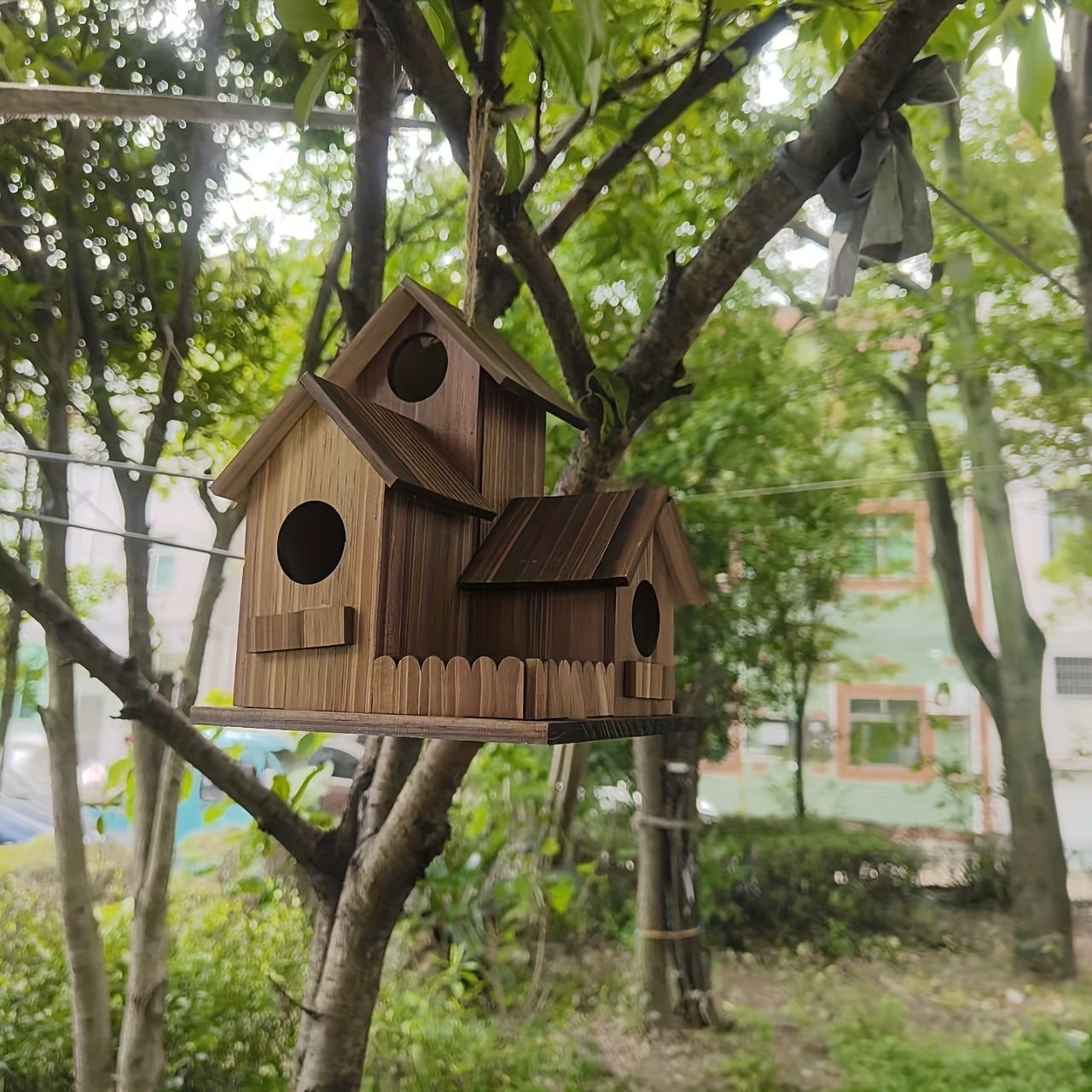 Rustikales Holz Vogelhaus Mehrkammer Outdoor
