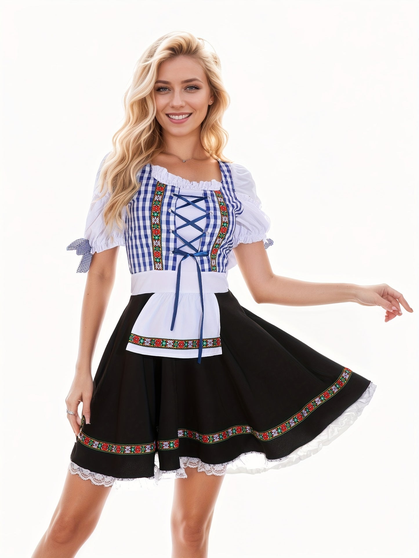 Damen Oktoberfest Dirndl Bluse Kleid | Schulterfrei Mini