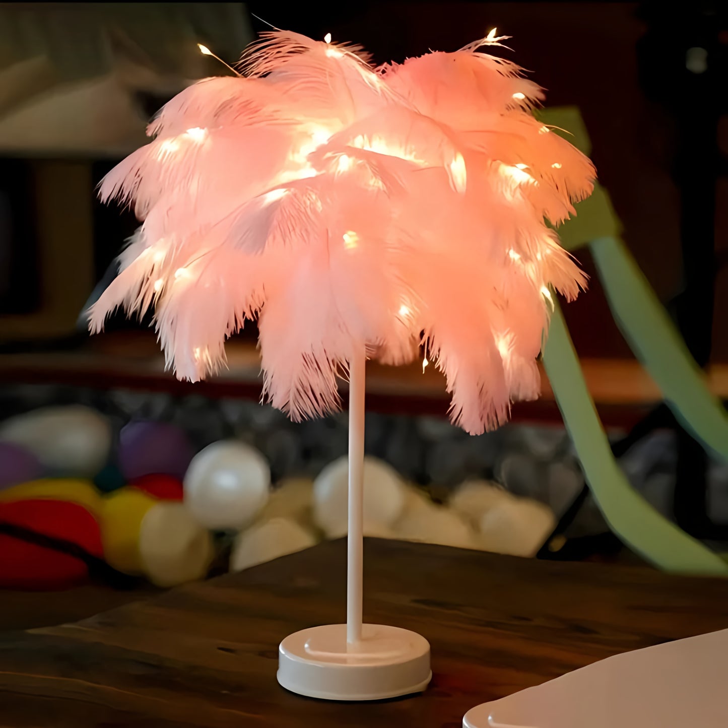 Feder Tischlampe Deko Modern Warmweiß